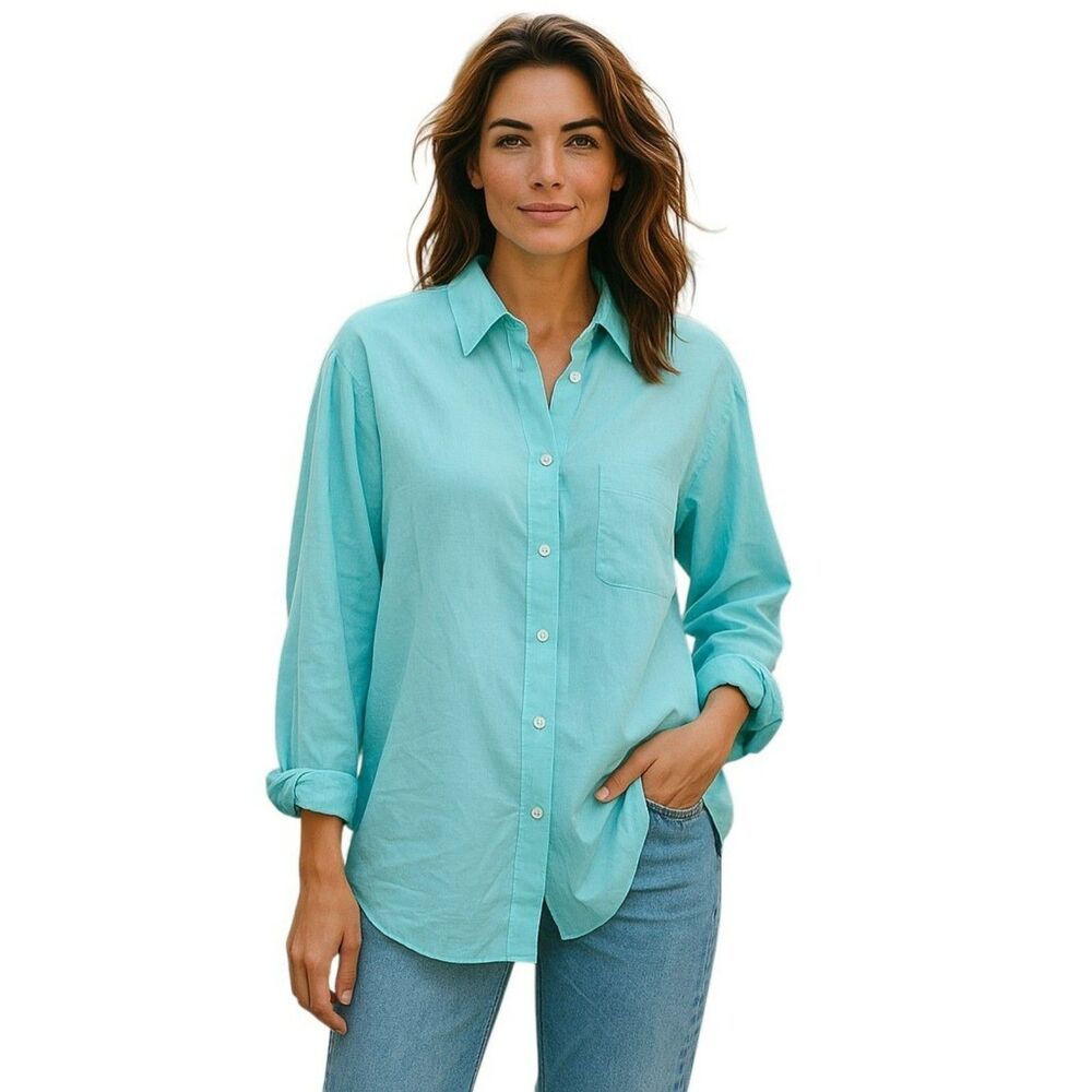 Kiko Bay Blouse Top Women's Size S Blue 100% Cotton New Vintage Y2K # 136